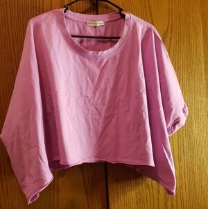 NEW Zenana Outfitters Lavender/Pink OSFM Cropped Boxy Short Sleeve Tee